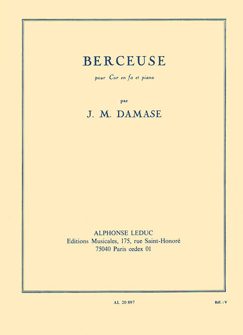 Berceuse Cor En Fa Et Piano | Jean-Michel Damase | Cor