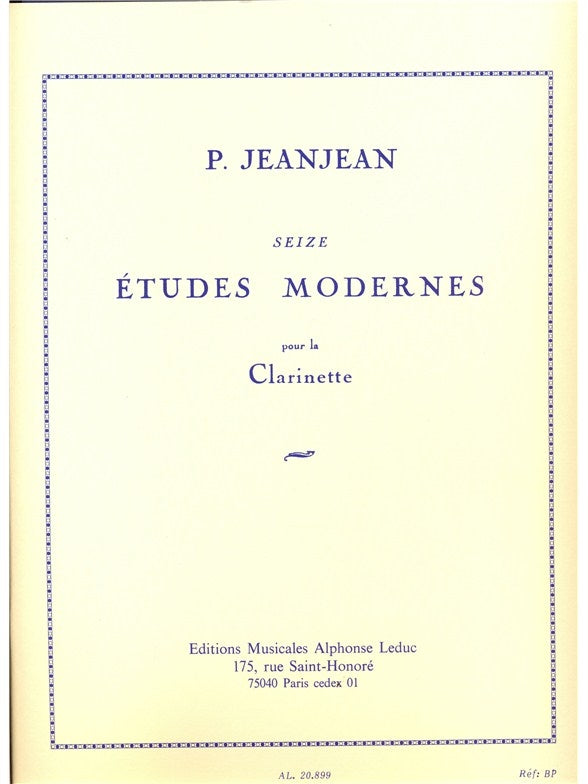 16 études modernes pour clarinette | Paul Jeanjean