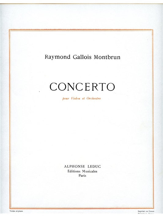 Concerto | Raymond Gallois Montbrun | Violon