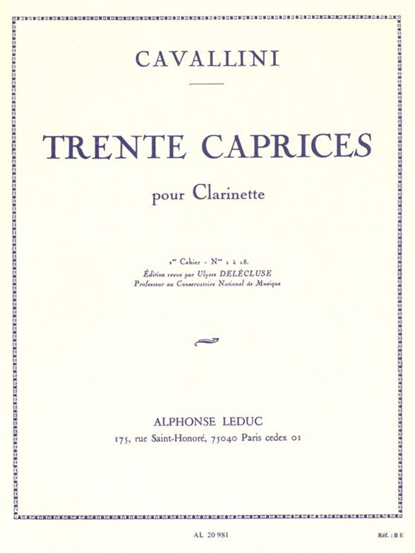 30 Caprices pour Clarinette - Vol. 1 | Ernesto Cavallini