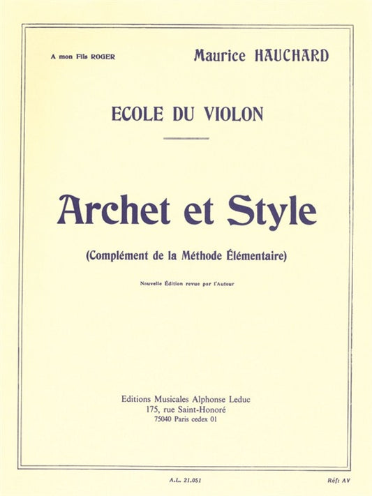 Archet Et Style | Maurice Hauchard | Violon