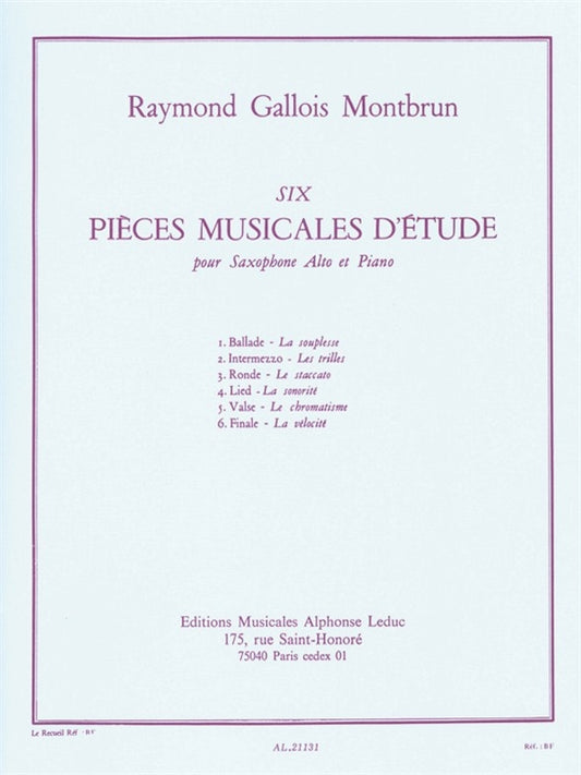 6 pièces musicales d'étude | Raymond Gallois Montbrun
