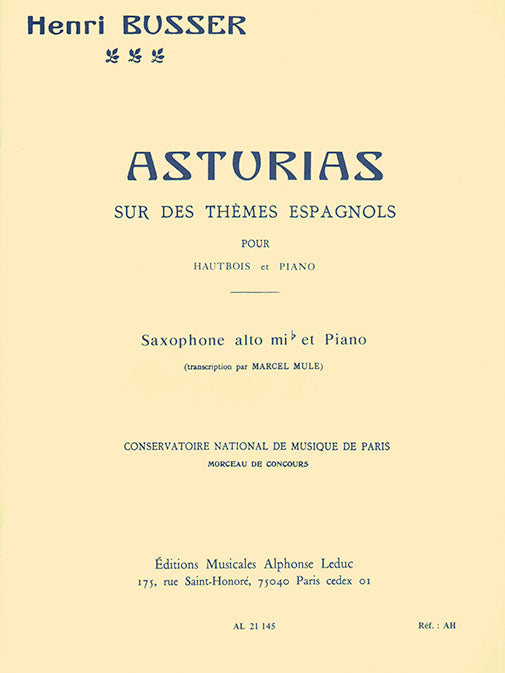 Asturias sur des thèmes espagnols, Op. 84 | Henri Büsser