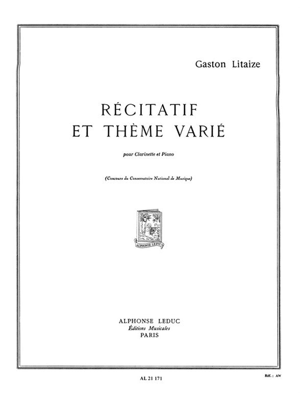 Recitatif Et Thème Varie | Litaize | Clarinette