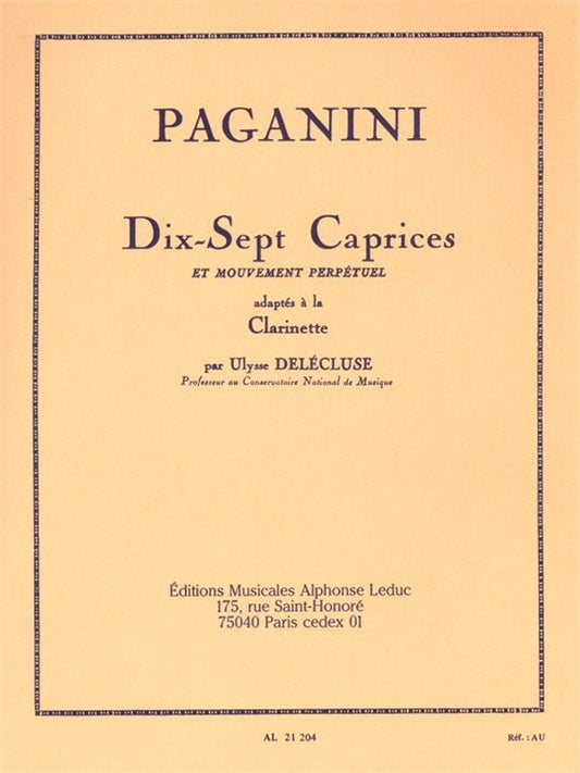 17 Caprices pour clarinette | Niccolò Paganini