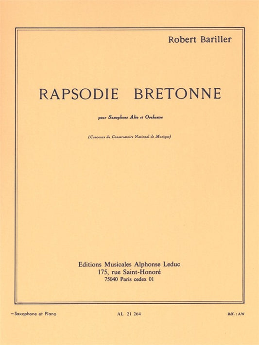 Rapsodie bretonne | Robert Bariller | Saxophone alto