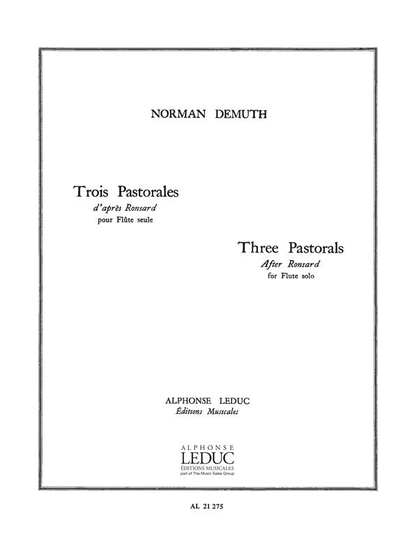 3 Pastorales D'Apres Ronsard | Demuth | Flûte