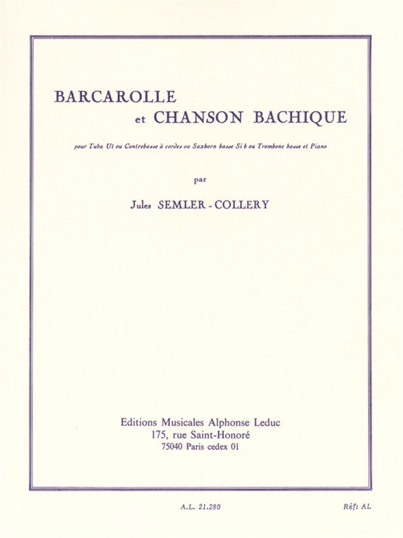 Barcarolle et Chant bachique | Jules Semler-Collery | Tuba