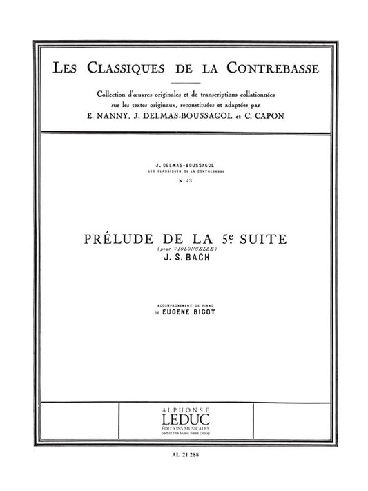 Prélude | Johann Sebastian Bach | Contrebasse | Partition | AL21288