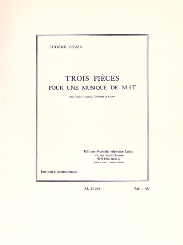 3 Pièces Pour Une Musique De Nuit | Eugène Bozza | Flûte