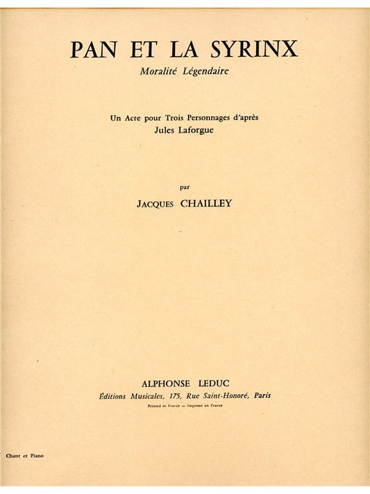 Pan Et La Syrinx | Jacques Chailley | Voix