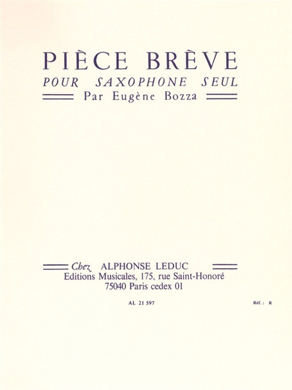 Pièce Brève | Eugène Bozza | Saxophone
