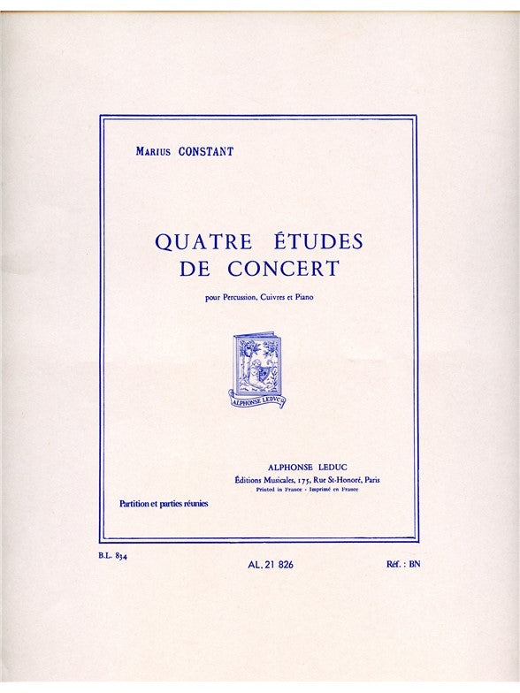 Marius Constant: 4 Études de Concert | Marius Constant | Percussions | Partition