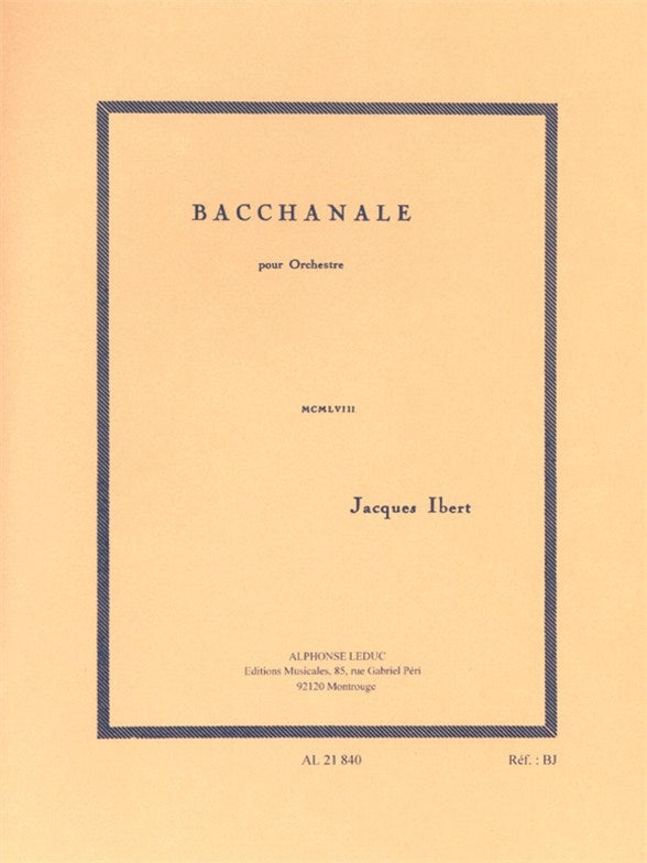 Bacchanale | Jacques Ibert | Orchestre | Partition d'étude