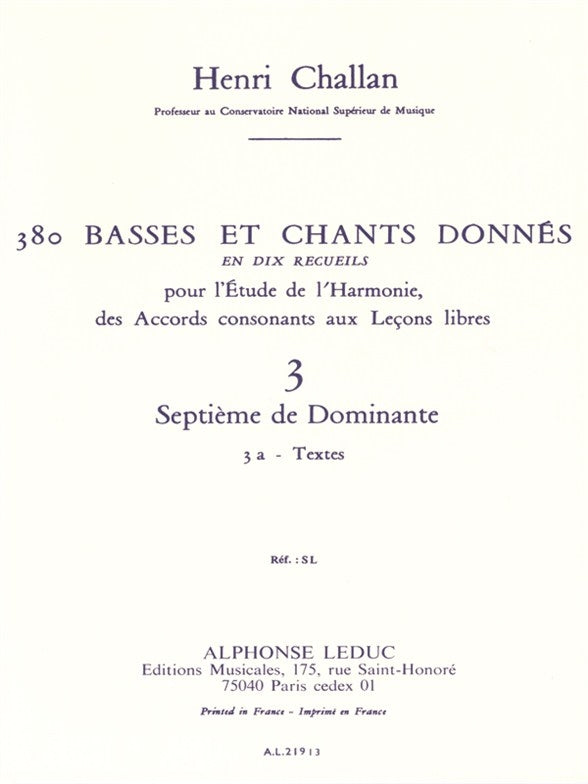 380 Basses et Chants Donnés Vol. 3A | Henri Challan | Voix