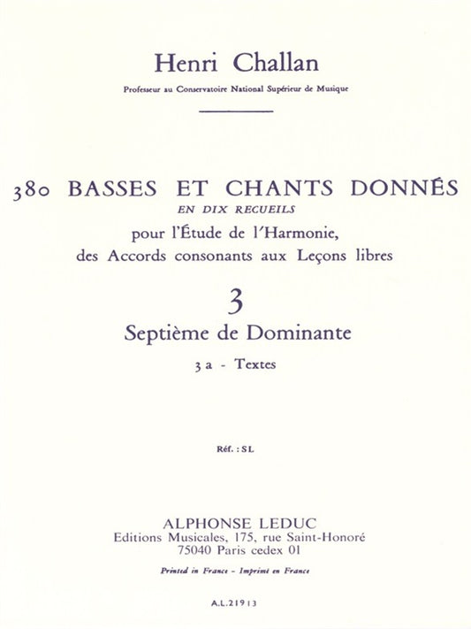 380 Basses et Chants Donnés Vol. 3A | Henri Challan | Voix