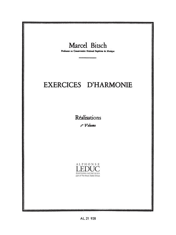 Exercices D'Harmonie vol. 1 Réalisations | Marcel Bitsch