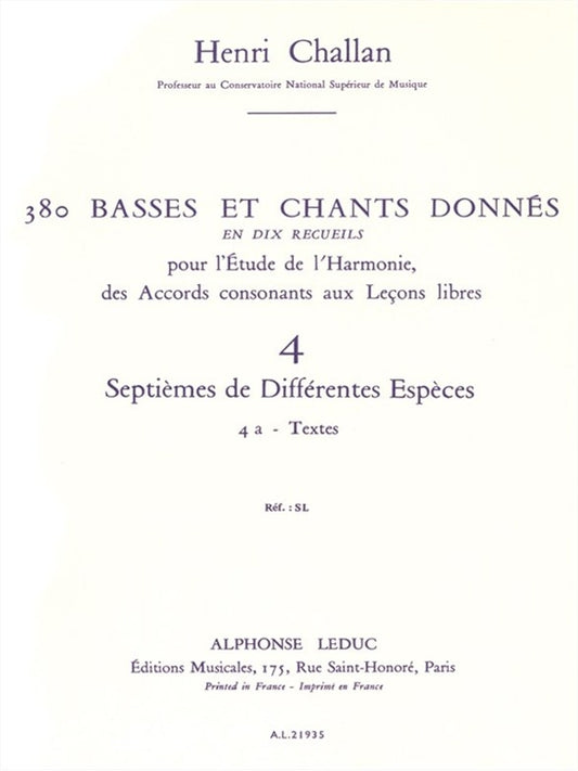 380 Basses et Chants Donnés Vol. 4A | Henri Challan | Voix