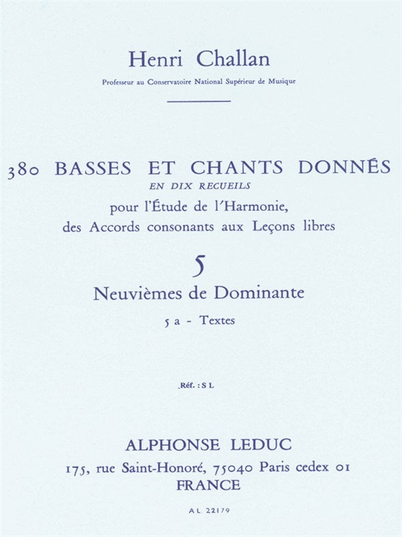 380 Basses et Chants Donnés Vol. 5A | Henri Challan | Voix