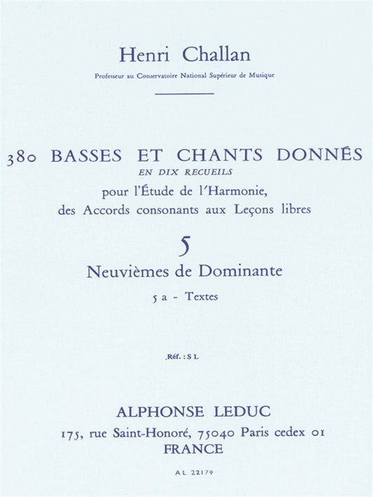 380 Basses et Chants Donnés Vol. 5A | Henri Challan | Voix