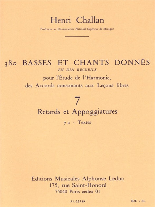 380 Basses et Chants Donnés Vol. 7A | Henri Challan | Voix