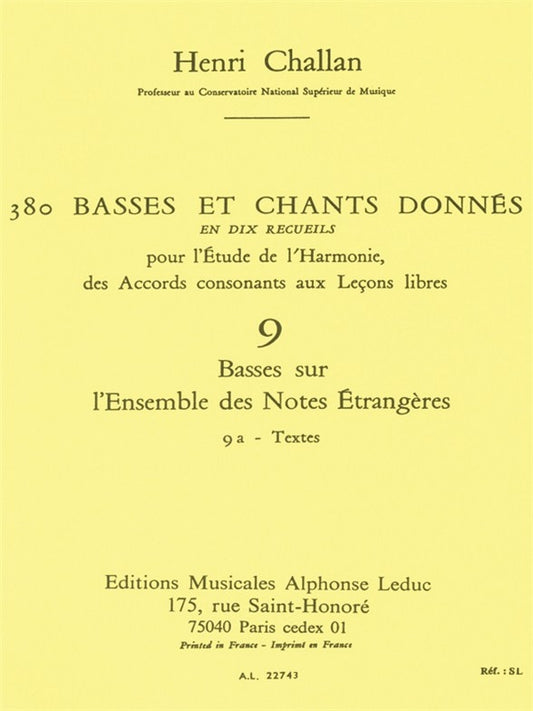 380 Basses et Chants Donnés Vol. 9A | Henri Challan | Voix
