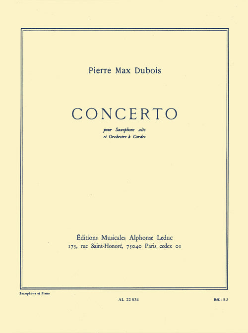Concerto pour saxophone alto et orchestre à cordes | Pierre-Max Dubois
