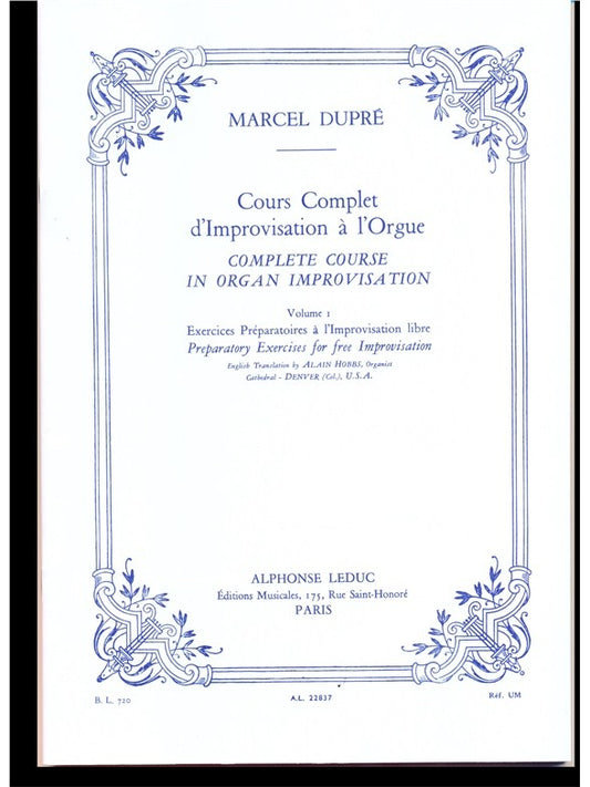 Cours complète d'improvisation à l'Orgue Vol. 1 | Marcel Dupré