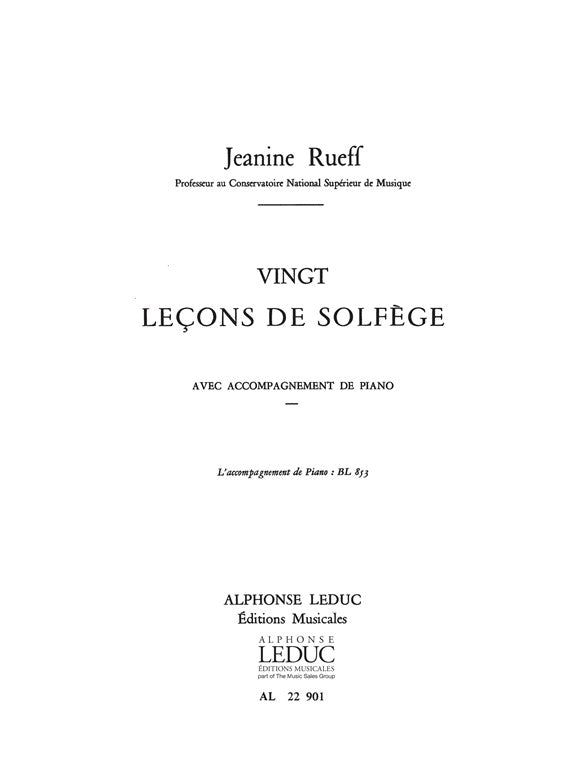 20 Leçons de solfège | Jeanine Rueff | Livre | AL22901