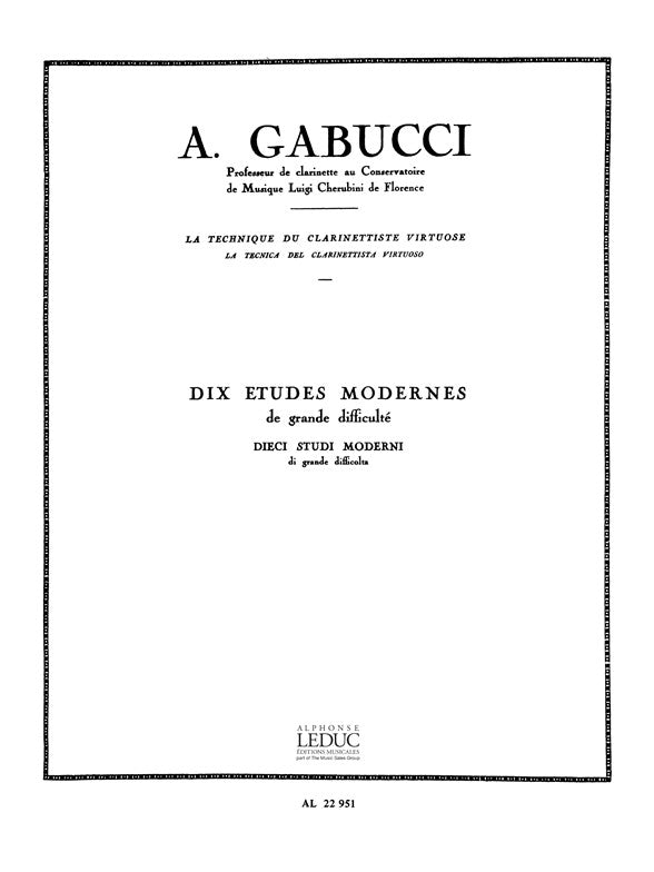 10 Études Modernes | Agostino Gabucci | Clarinette