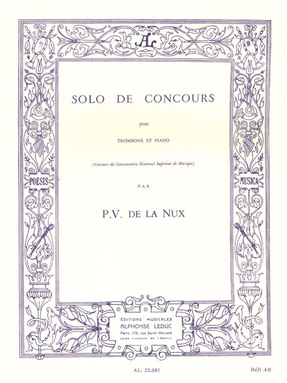 Solo de Concours pour trombone et piano | Paul Veronge de la Nux