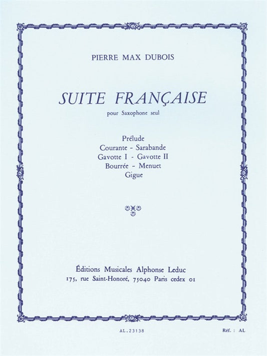 Suite française, pour saxophone seul | Pierre-Max Dubois