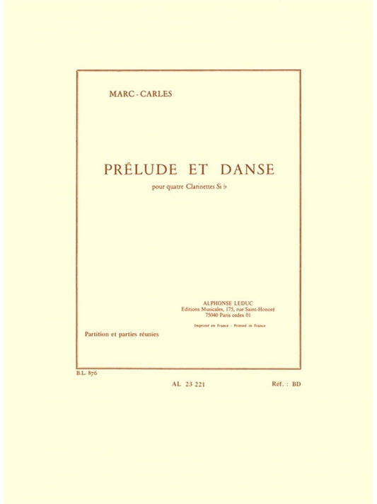Marc Carles: Prélude et Danse | Quatuor de clarinettes