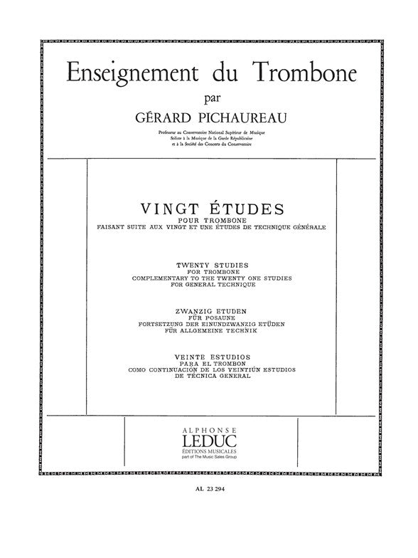 Claude Pichaureau: 20 Études | Claude Pichaureau | Trombone