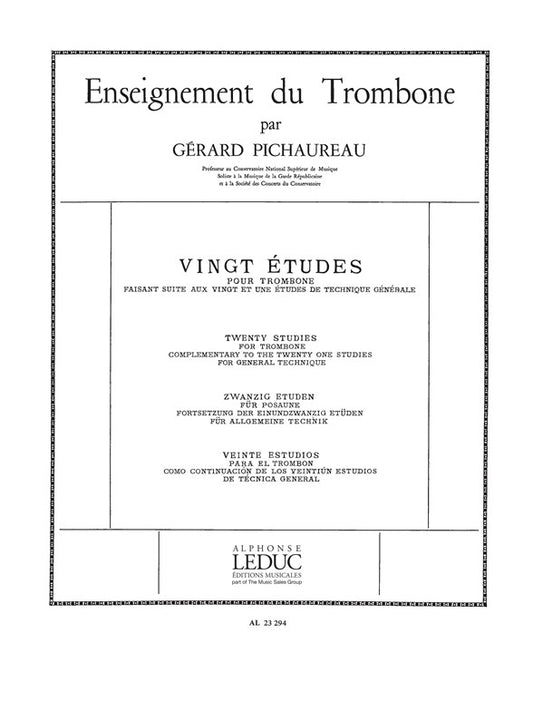 Claude Pichaureau: 20 Études | Claude Pichaureau | Trombone