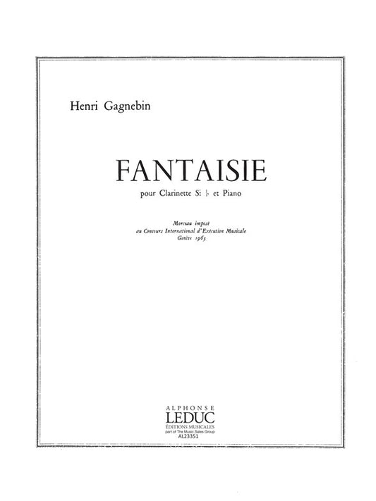 Fantaisie de Gagnebin, Livre pour clarinette et Piano