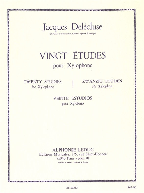20 Études pour xylophone | Jacques Delécluse