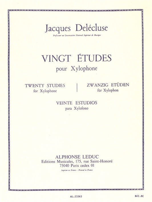 20 Études pour xylophone | Jacques Delécluse
