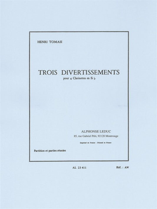 Trois Divertissements pour quatre clarinettes | Tomasi