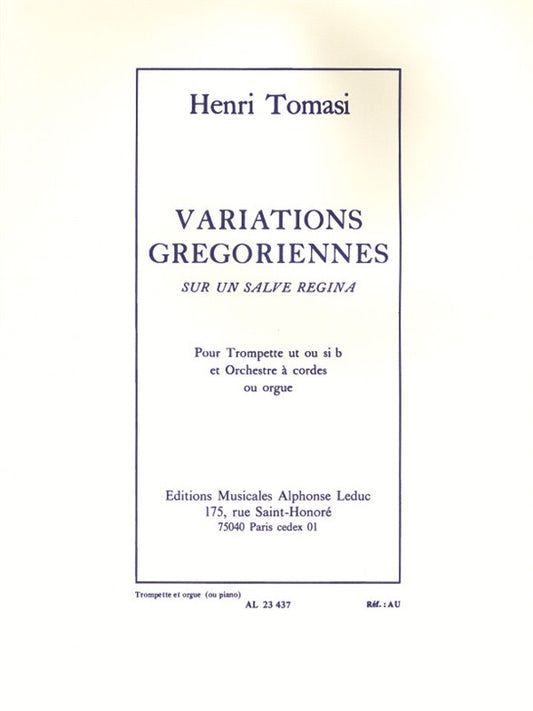 Variations Grégoriennes Sur Un Salve Regina | Henri Tomasi
