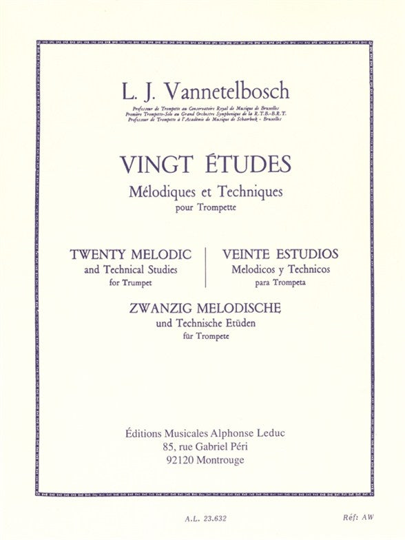20 Études Mélodiques et Techniques | Louis Julien Vannetelbosch