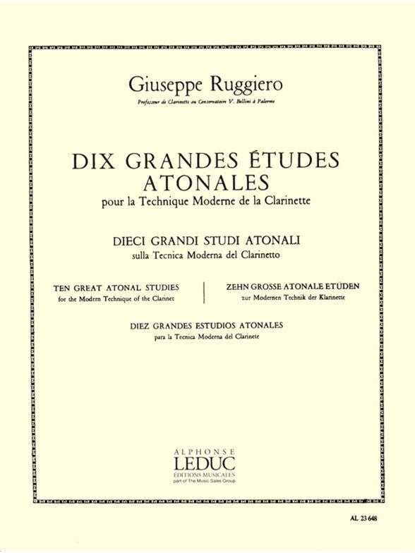 10 Grandes Études atonales | Giuseppe Ruggiero | Clarinette