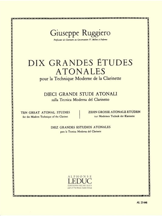 10 Grandes Études atonales | Giuseppe Ruggiero | Clarinette