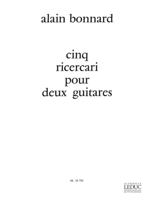 5 Ricercari | Bonnard | Guitare