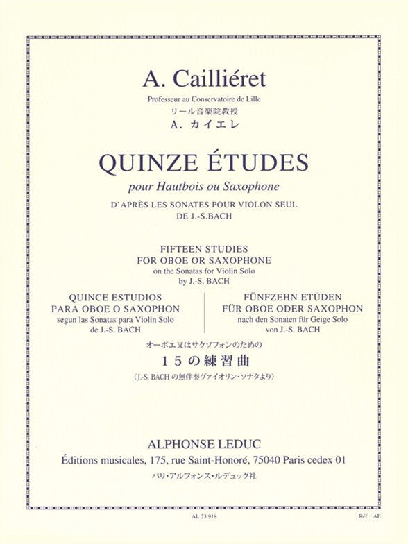 15 Études pour Hautbois ou Saxophone | André Cailliéret