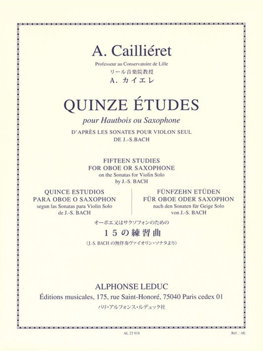 15 Études pour Hautbois ou Saxophone | André Cailliéret