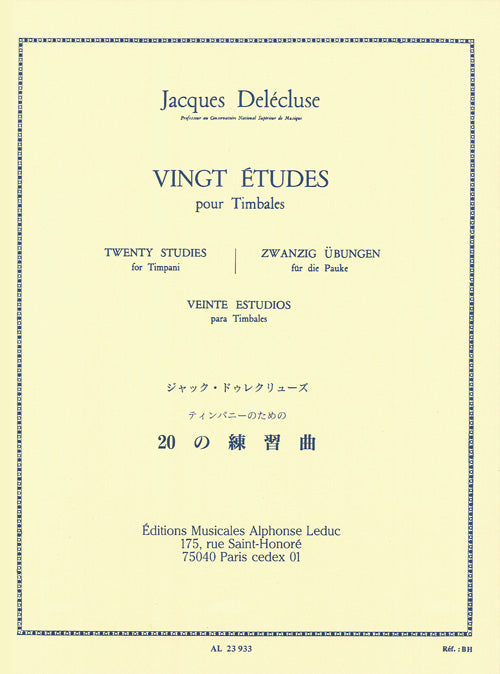 20 Études pour Timbales | Jacques Delécluse