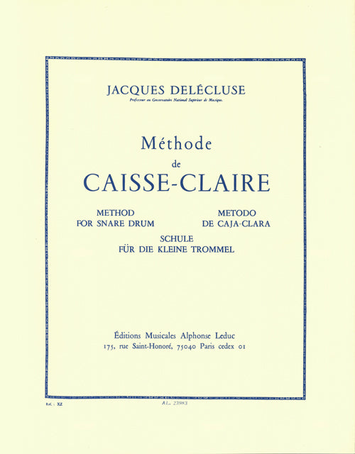 Méthode de Caisse Claire | Jacques Delécluse | Percussions