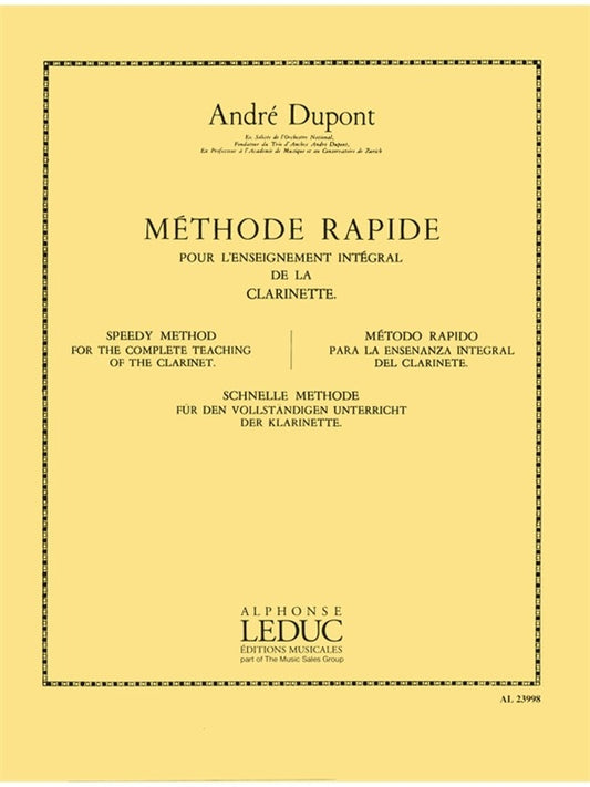 Andre Dupont: Méthode rapide pour lEnseignement | Clarinette