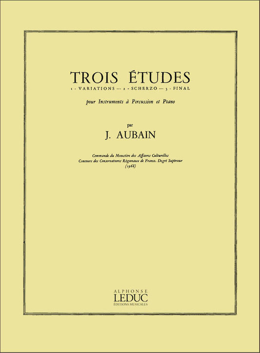 3 Études pour Instruments à Percussion et piano | Jean Aubain